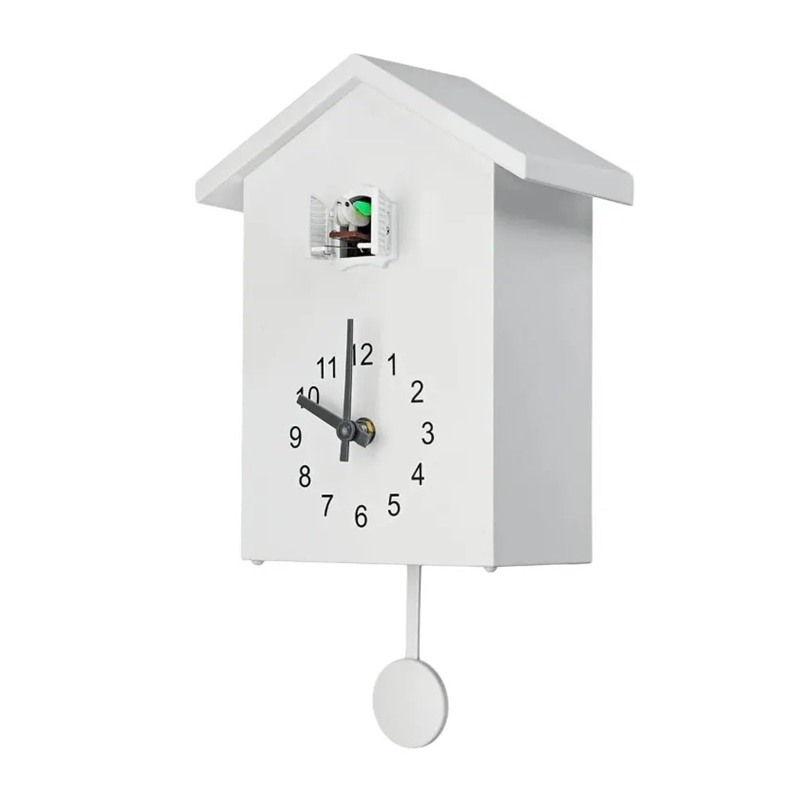 GOXQIT 1PC Bird Cuckoo Quartz Wall Clock Home Living Room Horologe Clocks Timer Office Decoration Hanging Watch For Living Room(White)