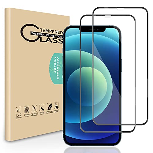 Seinal Schutzfolie für iPhone 12/12 Pro 6.1 Zoll, [2 Stück] 3D Full Screen folie 9H Gehärtetes Glas Vollständige Abdeckung Displayschutzfolie 3D Touch-Black Cover