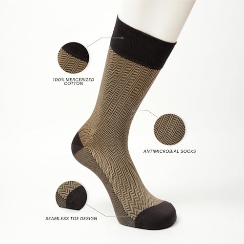 Image of Theater Brown Men's Socks | Mercerised Cotton | Mid Calf Length | Anti-Bacterial | Luxury Office Look | Comfortable & Skin-Friendly