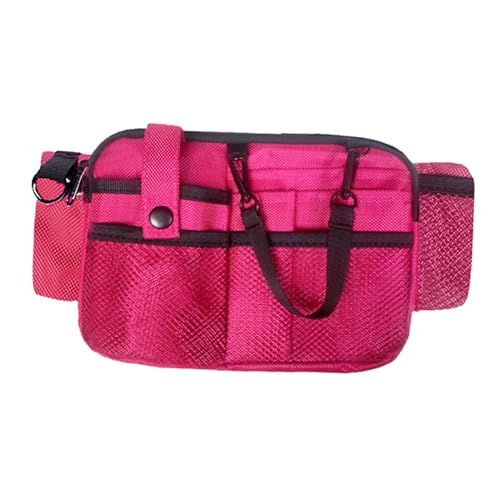 Dickly Cinturón organizador de cintura de enfermera con múltiples compartimentos, bolso de cintura de bolsa de enfermera, bolsa de cinturón de herramientas, Rosa roja