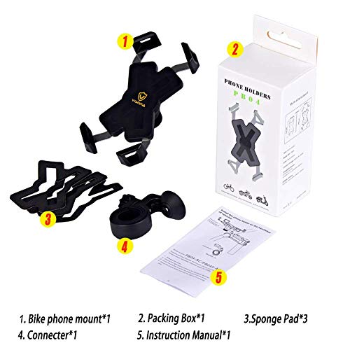 visnfa New Bike Phone Mount with Stainless Steel Clamp Arms Anti Shake and Stable 360° Rotation Bike Accessories/Bike Phone Holder for Any Smartphones GPS Other Devices Between 4 and 7 inches - Thumbnail 5