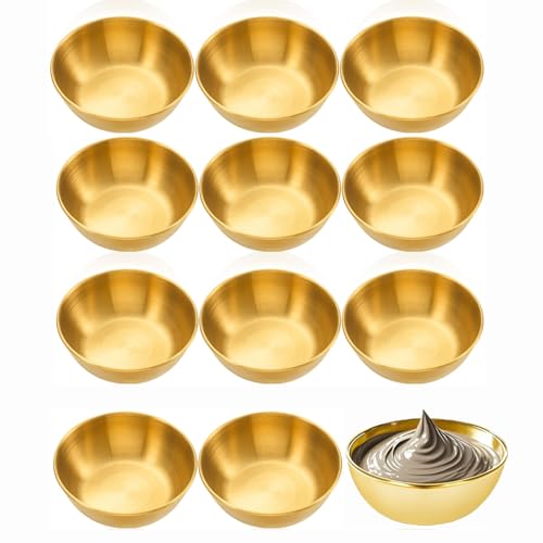 Set de 12 tazones faciales dorados de acero inoxidable miniatura 1