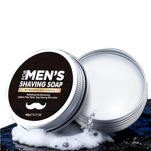 Hinapan Jabón Afeitar para Hombres, Jabón Rasurado 60g, Espuma Densay Cremosa, Suaviza Vello Facial, Afeitado Suave Preciso, Cuidado Facial Hombre, Respetuoso con la Piel