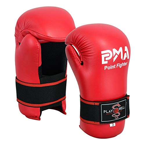 Gants de compétition Playwell vinyle rouge XL avec protection maximale du poing