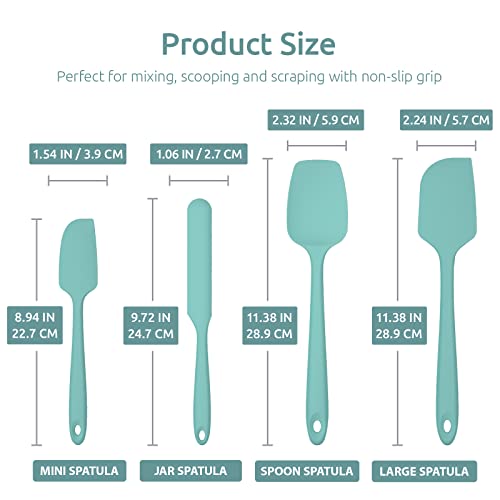 Image of Heat Resistant Silicone Spatula Set: U-Taste 600ºF High Temp Seamless Food Grade Utensil, Flexible Rubber Silicon Kitchen Cooking Mixing Baking Scraper for Nonstick Cookware Set of 4 (Aqua Sky)
