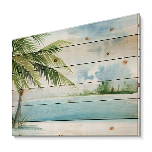 Bois de pin naturel et imprimé nautique coastal DesignQ d'art