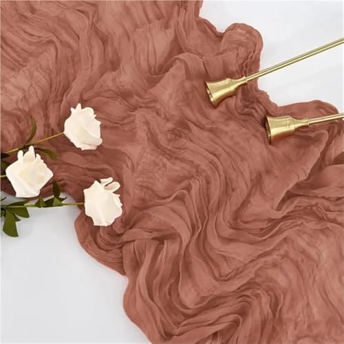 Camino de mesa de gasa de 90 x 300 cm, mantel de gasa for decoración de mesa de comedor for bodas, banquetes, despedidas de soltera(Bean paste Red)