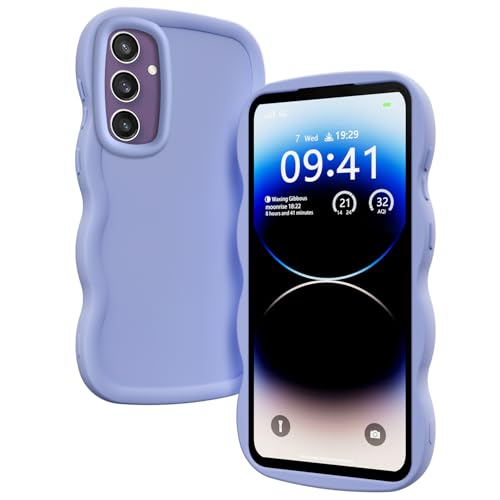 XINYEXIN Coque pour Samsung Galaxy A56 5G / A36 5G, Étui Housse Vague Cadre Forme Bouclée Mignon Liquide Silicone Antichoc - Violet