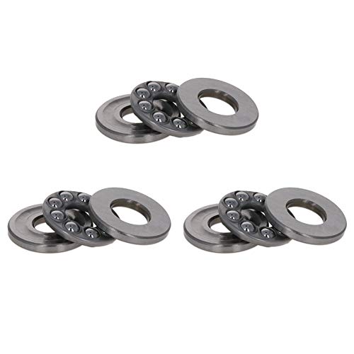 Bettomshin 3Pcs 51200 Thrust Ball Bearings, 10x26x11mm, 12.7kN Cr 17.1kN Cor High Temperature Bearing Steel for Rotating Applications Industry Machine Tool