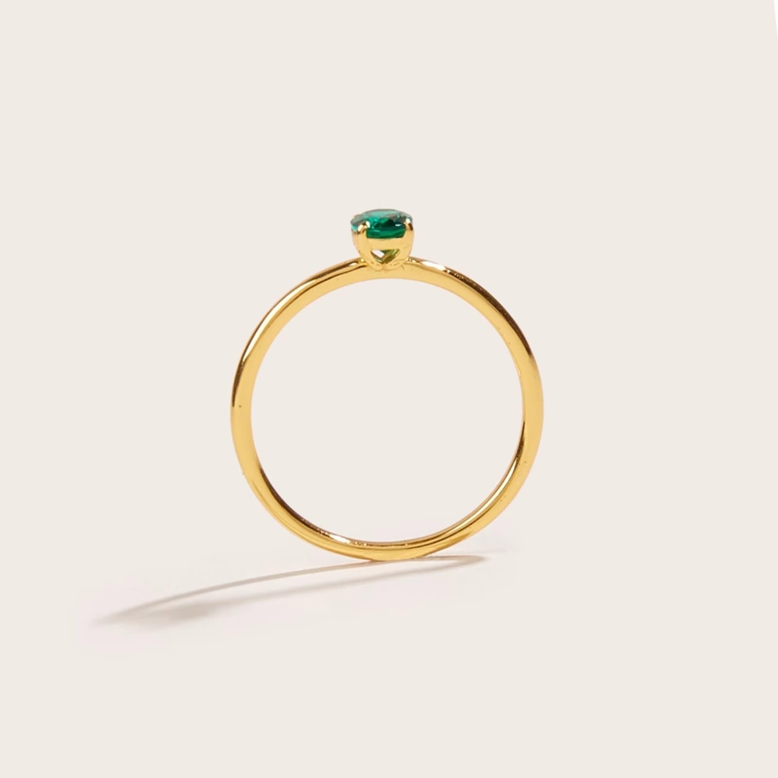 KnSam Echt Goldschmuck 9K/14K/18K Gelbgold Verlobungsring, Labor Erstellt Smaragd Trauringe Dünn, Ring 18/14/ 9 Karat Gold, Gr.47-70
