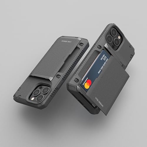 Image of VRS DESIGN Damda Glide Pro, Sturdy Semi Auto Wallet [4 Cards] Case Compatible for iPhone 13 Pro Max Case (2021) (Sand Stone)