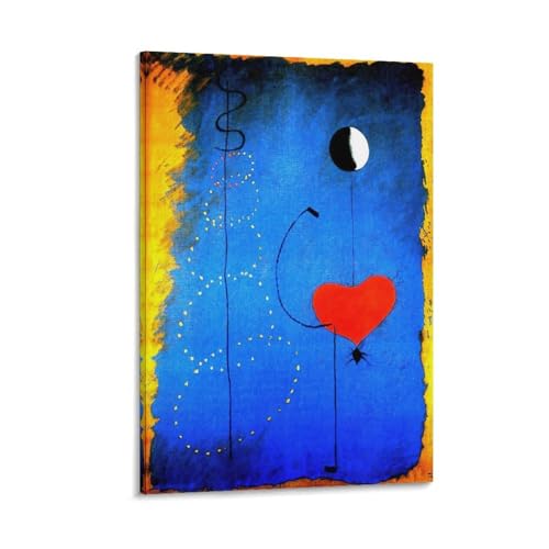 Impression sur toile Joan Miró avec anneau cœur bleu pour habiller un mur vide