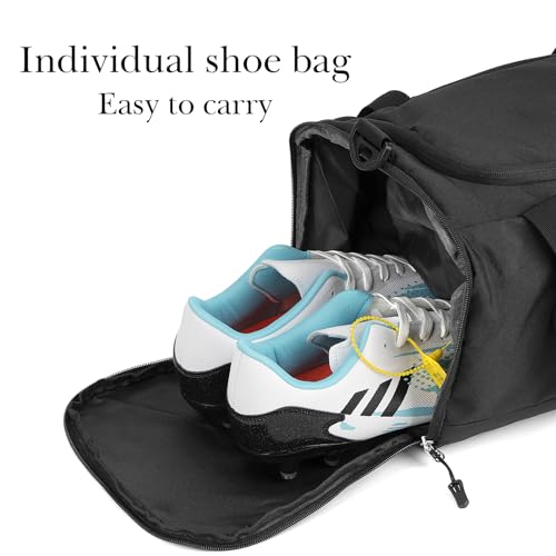 Linkidea Small Duffel Bag for Kids, Soccer, Basketball Sports Equipment Bag with Shoe Compartment, Fit Team Practice or Overnight Travel, 15 X 9 inch Small Gym Bag for Youth, Women (Black)3