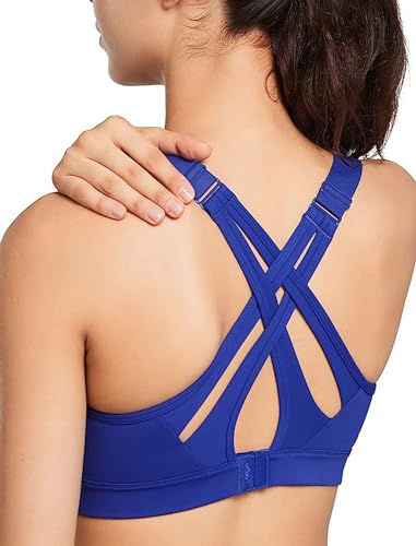 Image of Yvette Women's High Impact Sports Bra for Running | High Support, No Bounce, Large Bust, Pickleball, Gym Workout, Adjustable Straps, Crisscross Back, Wireless, Sewn in Pads