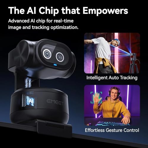 Image of eMeet PIXY 4K Dual-Camera AI-Powered PTZ Webcam with AI Tracking, 0.2s Autofocus, Sony Sensor, 3 Mics, Presets, and Gesture Control - Compatible with OBS, Twitch, Switch 2, and Streaming