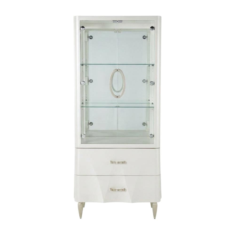Display Cabinet Creamy Pearl with Glass Doors by Bison office – Solid; Manufactured Wood, Beige