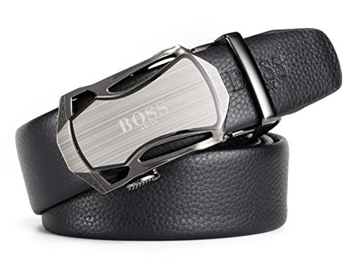 BOSSARON Ledergürtel Herren Leder Gürtel mit Automatik Schnalle Business Anzug 35mm Belt Schwarz - Image 4