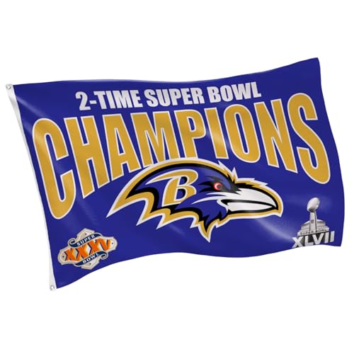 Team Sports America NFL Baltimore Ravens Multi-Win Superbowl Champions 3x5 Flag for Outside with Grommets | Outdoor & Indoor | Heavy Duty Flag & Banner | Works with Flag Pole for Outside House