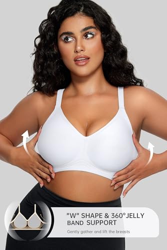 Image of OEAK Women Comfortable Jelly Bras No Underwire Seamless Full Coverage Bralette Buttery Soft Convertible Everyday Tshirt Bra