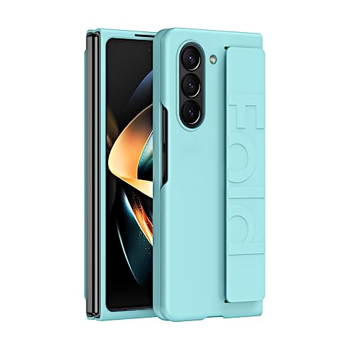XNCVBD Funda con función atril para Samsung Galaxy Z Fold 5, funda de agarre de silicona, teléfono protector de cuerpo completo con correa de dedo, diseño de mano, soporte de PC a prueba de golpes