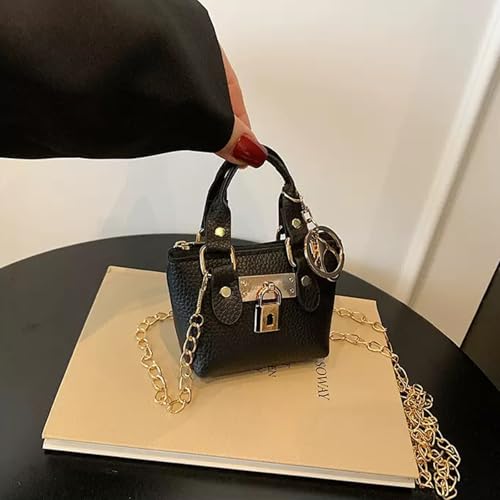 LAOYEFACAI Mini porte-clés Mini sac à main Porte-monnaie Porte-clés créatif pour femmes Trousse de maquillage Porte-monnaie à fermeture éclair (Black) – vue 3