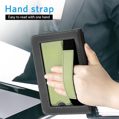 Image of CoBak Case for 6 inch E-Reader - PU Leather Smart Cover with Auto Sleep /Wake & Hand Strap, not Compatible with Kobo Clara, Matcha Green