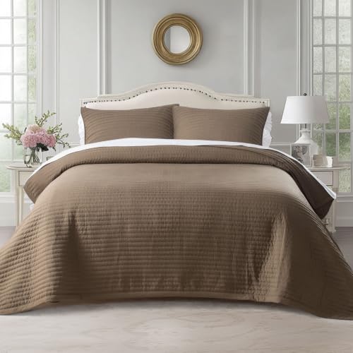 KASENTEX King XL/Cal King Quilt Set 108x98, Soft Washed 3-Layer Lightweight