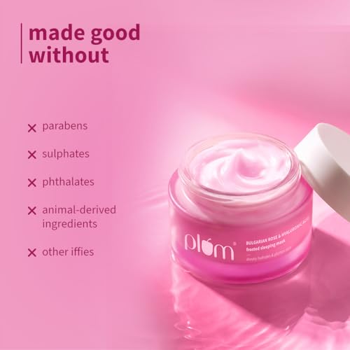 Image of Plum Bulgarian Rose & Hyaluronic Acid Frosted Sleeping Mask | Overnight Hydration| Mattifying sorbet texture | 50g