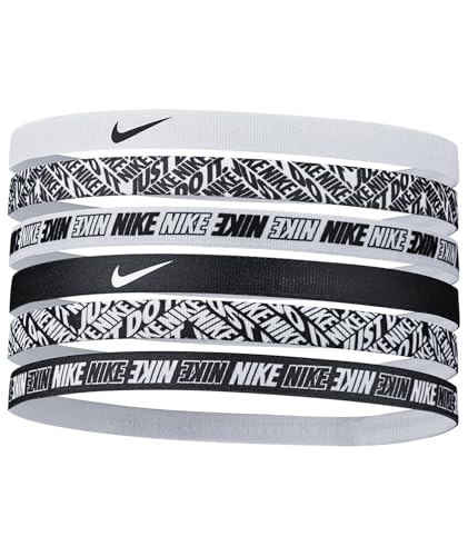 Nike Herren Headbands Printed 6er Pack Stirnbänder Running Fitness Training Sport Haarband Set, White/White/White, One Size