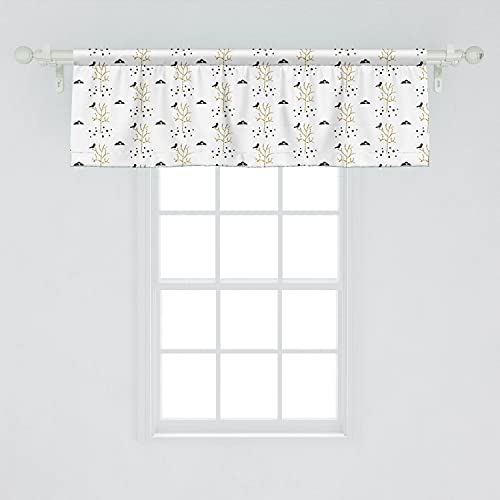 Ambesonne Nature Window Valance, Scandinavian Style Ornament With Bare Trees And Birds, Curtain Valance For Kitchen Bedroom Decor With Rod Pocket, 54" X 18", Multicolor #TOP1