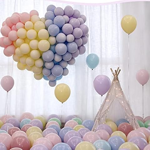 100Pcs Macaroon Candy Colored Balloons,10 Inch Pastel Multicolor Latex Balloon for Birthday Party Decoration Wedding Anniversaries Baby Shower Balloon Arch Tower Cover