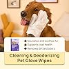 HICC PET Cleaning Deodorizing Glove Wipes for Dogs & Cats, Vet Recommended Hypoallergenic Hydrating & Nourish Fur Pet Grooming Glove Wipes, Pet Bathing Wipes for Horse Coat Care,6pcs Coconut Scent #1