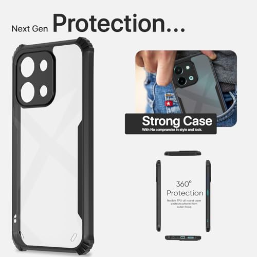 Image of Pikkme Crystal Clear Transparent Back | Ultra Hyrbid | Full Camera Protection | Raised Edge | Bumper Back Case for Vivo Y28 4G (Black)