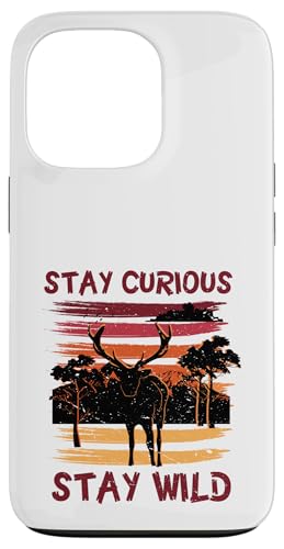 Curious Stay Wild Deer Sunset Nature Lover Outdoor Vintage �X�}�z�P�[�X iPhone 13 Pro �p