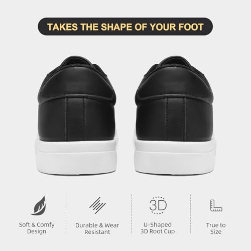 Fashion Sneakers for Men Women, Men’s Black Casual Leather Skate Shoes, Non Slip Comfortable Breathable Tennis Walking Shoes4