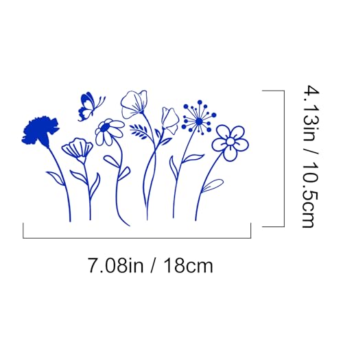 Image of 1Sheet Birth Month Flower Decal,Wildflower Decals,Boho Car Decal, Floral Vinyl Decal Gift for Plant Lovers /Gifts for Mom, Floral Car Decal, Mother's Day Gift |4.8 inch Wide(Blue)