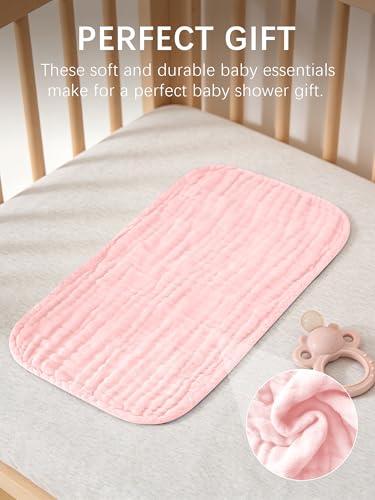 Image of Lovely Care 12 Pack Muslin Burp Cloths 100% Cotton Muslin Cloths Large 20''x10'' Extra Soft and Absorbent Baby Burping Cloth - Blush and Terracotta