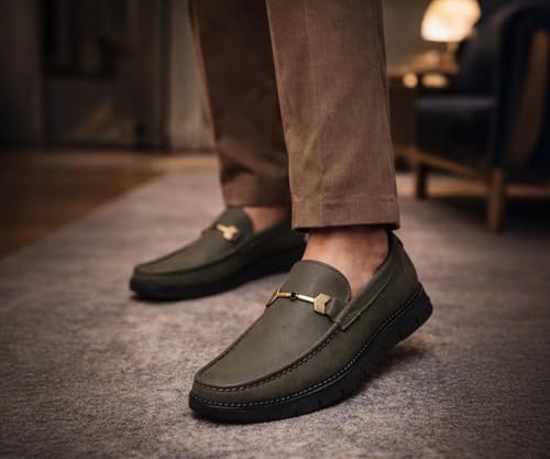 Image of Kraasa Men's Casual Loafers | Synthetic Leather Upper | Comfortable PU Sole | Slip-On Buckle Office, Party Shoes