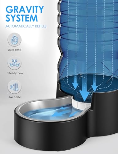 2.5 Gallon Automatic Dog Water Dispenser【Wide Mouth for Easy Hand-in Cleaning】【Removable Stainless Steel Bowl】, Gravity Refilling Large Capacity for Cats and Dogs, Multi-Pet Homes - Image 6