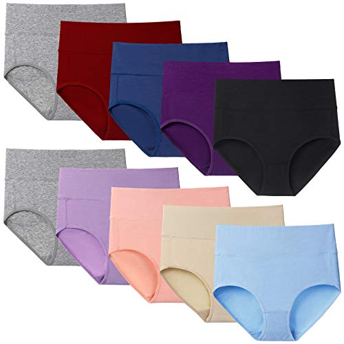 Image of Womens Underwear,Cotton Mid Waist No Muffin Top Full Coverage Brief Ladies Panties Lingerie Undergarments for Women Multipack