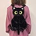 Fonowx Plüschtier Katze Rucksack, Damen Katzen Plüsch Rucksack, Niedliche Schultasche, Cute Plush Animal Cat Backpack, Plush Daypacks, Kitten Cartoon Backpack für Snack Handy Kosmetik, Schwarz