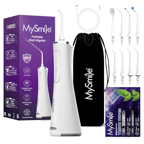 MySmile LP211 Water Flosser Cordless for Teeth, 5 Modes Portable Oral Irrigator, 260ML Water Dental...