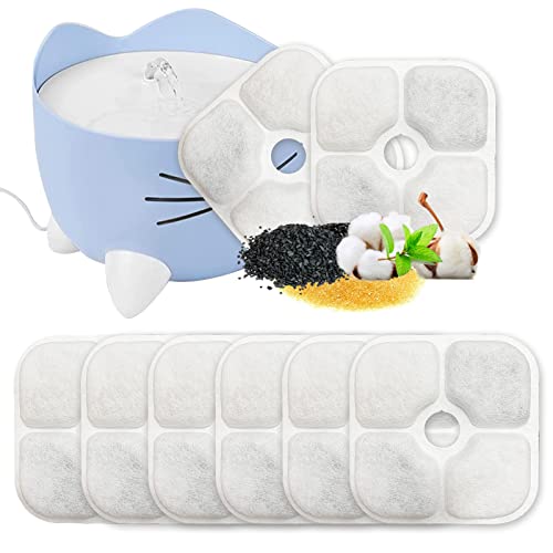 Lot de 8 filtres de Rechange pour Fontaine à Eau Filtre avec résine activée au Carbone Trois Couches système de Filtration pour Fontaine à Eau et Chat