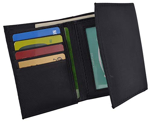 Men's Nylon Black Classic Trifold Credit Card ID Wallet with Leather Interior4