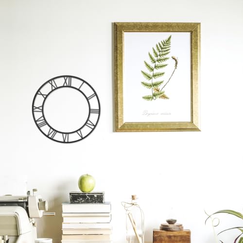 Image of balacoo Round Roman Numerals Mirror Wall Clock Sticker 25cm DIY Acrylic Decal for Entryway Decor Decorative Black Mirror Surface Numbers for Living Room Hotel and Home Accessories | Lightweight & damage-free wall decor. Just add your own mechanical hands to build a custom clock, or display as vintage art.