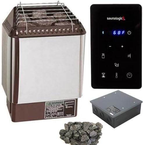 Amerec SL2 Electric Sauna Heater Package, SaunaLogic2 Digital Control, 240V Contactor Box, with Rocks (6kw)