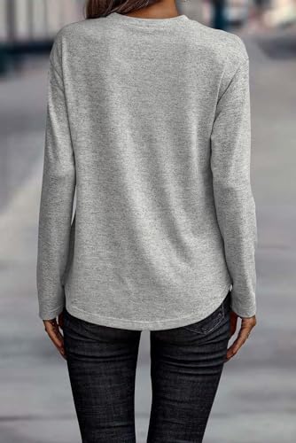 Gray Side Buttons Crew Neck Knit Top2