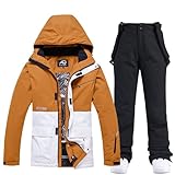 RIUIYELE Women's Ski Jackets and Pants Set Waterproof Insulated Snowsuit Winter Warm Skisuit Fashion Snowboarding Snow Coat (style9,L)