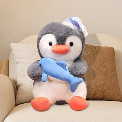 Image of ATORSE Plush Penguin Cartoon Car Penguin with Fish Doll for Family Teens Girls Boys 25Cm