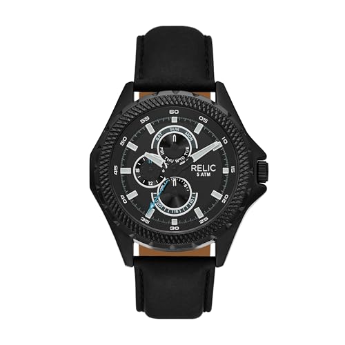 Montre multifonction Relic par Fossil en cuir noir pour homme